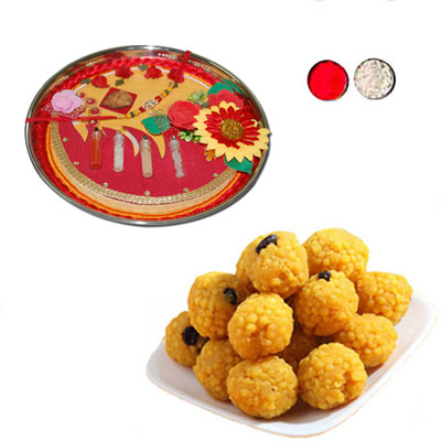 "Rakhi Thali - RT-2220 A, 500gms of Laddu - Click here to View more details about this Product